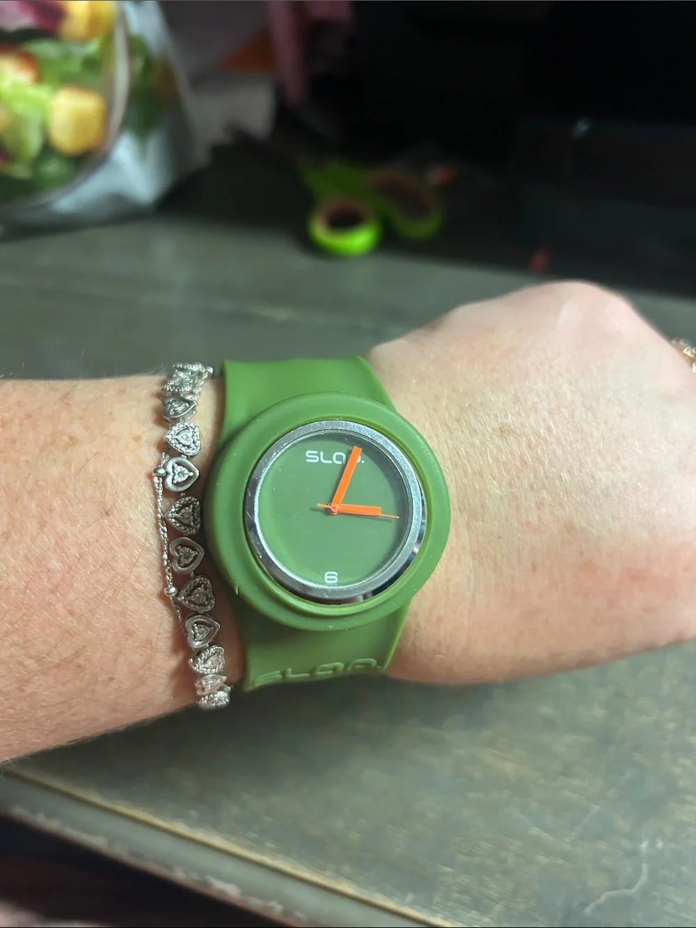 Olive Green Silicone Slap Watch for Men